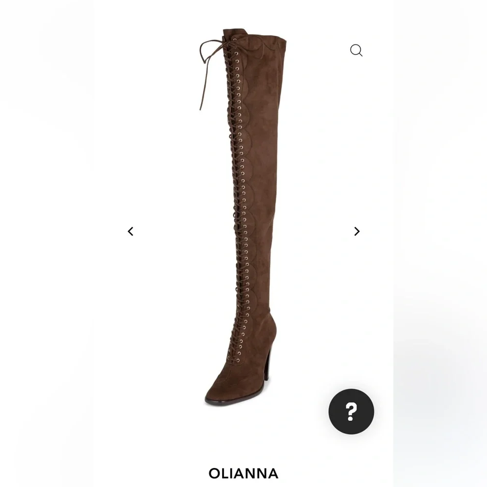 NEW Jeffrey Campbell Olianna over the knee lace up boots brown 6.5